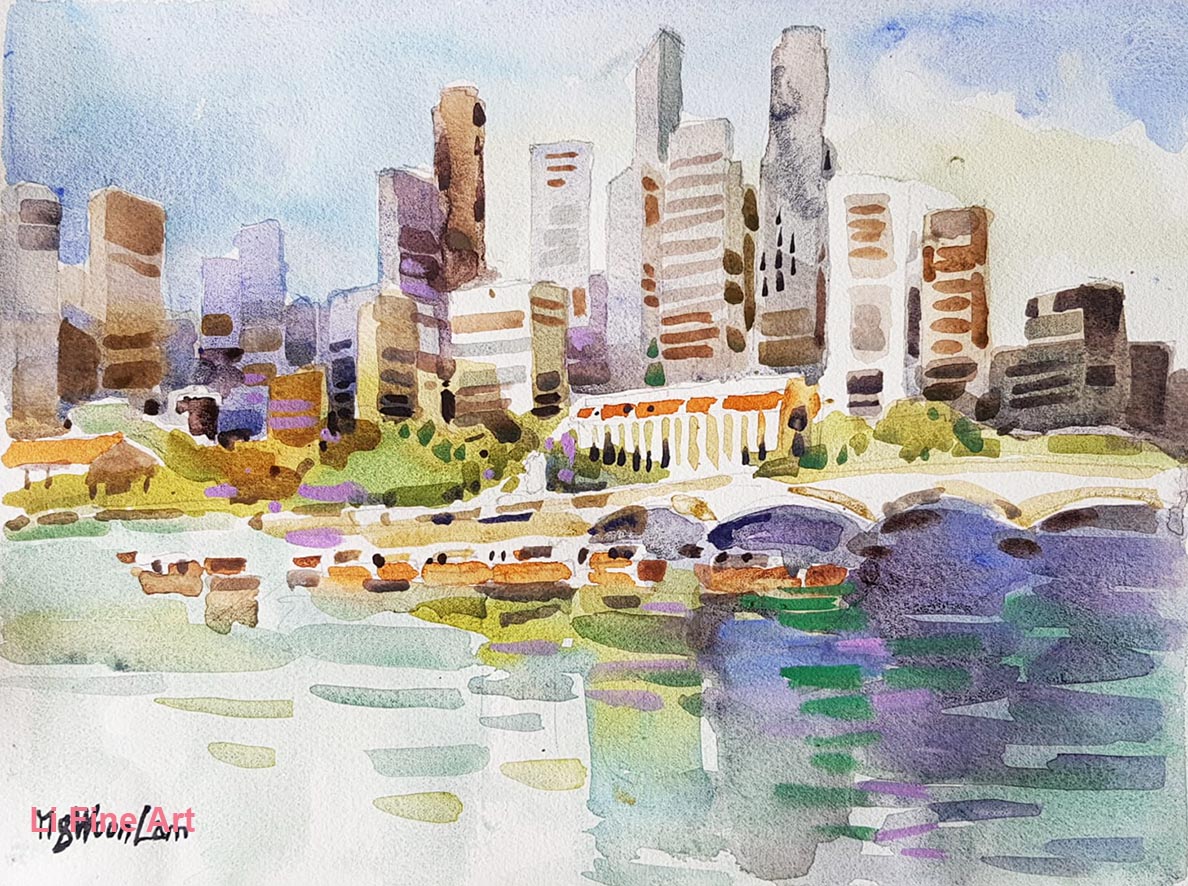 Singapore River Oil Painting