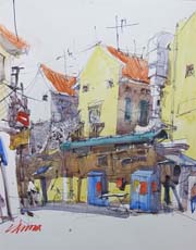 Singapore Old Shop House Painting